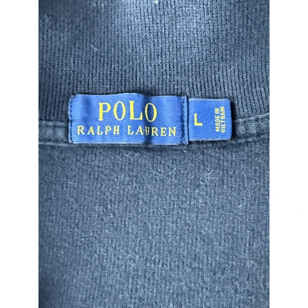 Polo Ralph Lauren Men's 1/4 Quarter Zip Sweater Pima Cotton Sz Large Black
